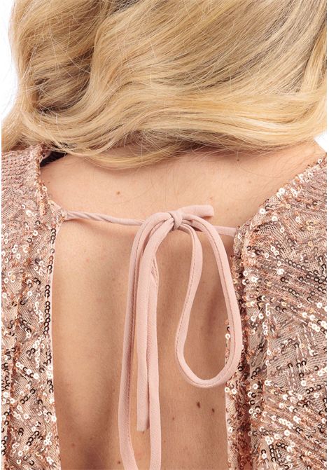 Abito lungo con paillettes e motivo geometrico BABYLON | ZS00863ROSE