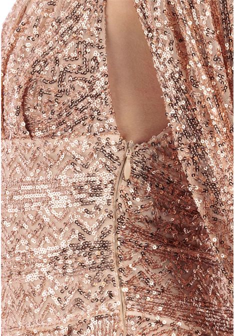 Abito lungo con paillettes e motivo geometrico BABYLON | ZS00863ROSE