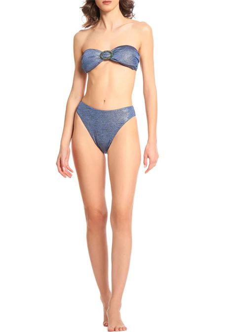 Bikini fascia in maglina lamé blu con fibbia gioiello COTAZUR | CTZ01264BLU