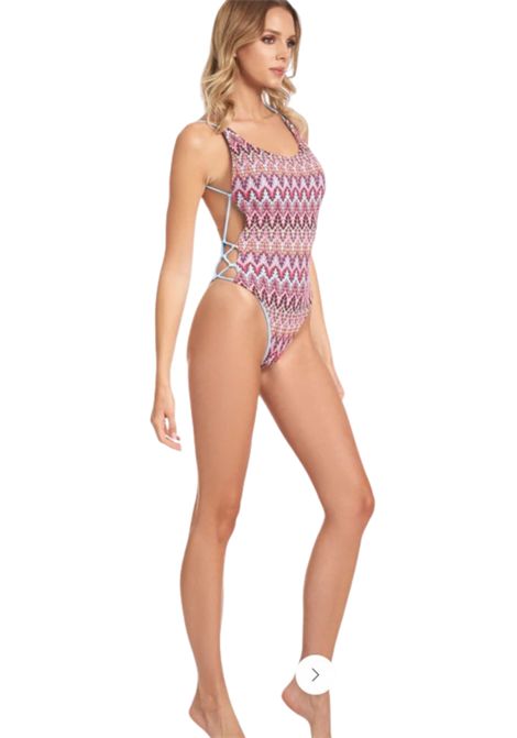 Costume intero in lycra stampata con laccetti laterali COTAZUR | CTZ01285SPIGATO ROSA