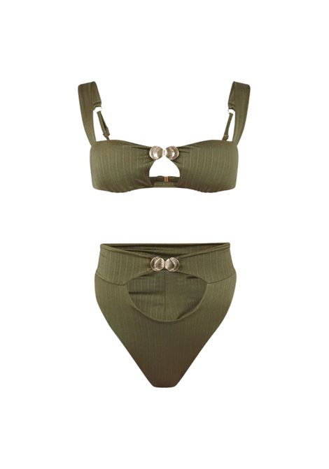 Bikini donna con dettaglio gioiello verde oliva COTAZUR | CTZ01428VERDE
