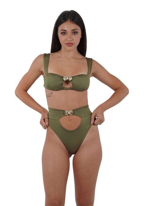 Bikini donna con dettaglio gioiello verde oliva COTAZUR | CTZ01428VERDE