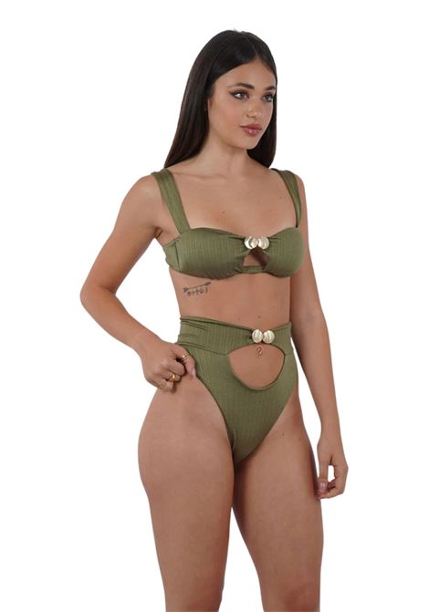 Bikini donna con dettaglio gioiello verde oliva COTAZUR | CTZ01428VERDE
