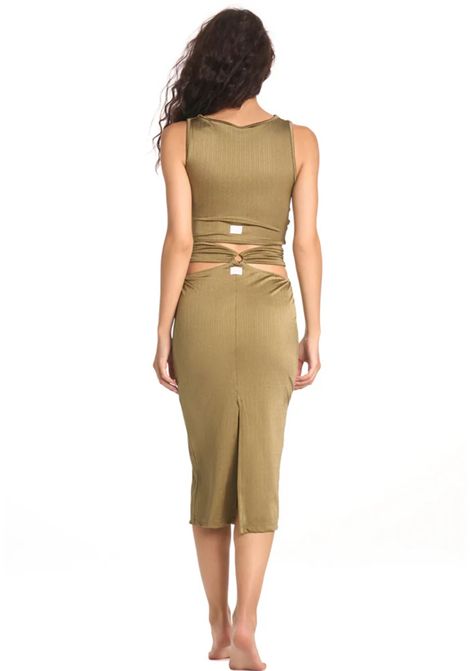 Top donna a costine con nodo centrale verde oliva COTAZUR | CTZ02072VERDE