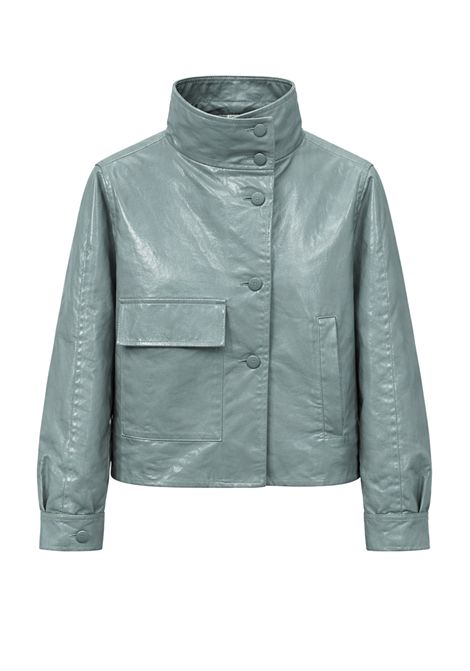 Giubbino donna over in tessuto spalmato con gilet interno estraibile  Verde salvia Duno | ELINA MARATEA OERDA711