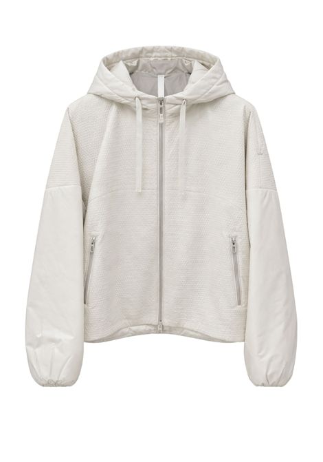 DUNO Giubbino donna primaverile con cappuccio e inserti tecnici  Avorio Duno | RUMBLE OERTA025