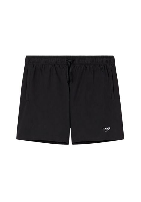 Costume da bagno uomo Emporio Armani  shorts neri con aquila ricamata EMPORIO ARMANI | EM000583 AF20424UC001