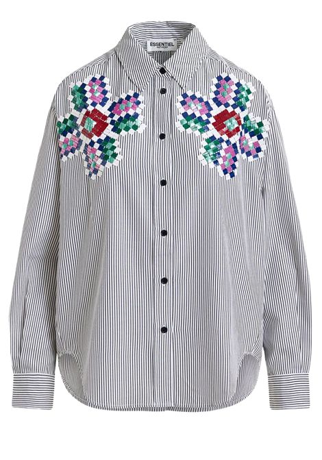 Essentiel Antwerp  Camicia Hapricorn a righe con ricamo di paillettes Essentiel antwerp | HAPRICORN SEQUIN SHIRTH2BL