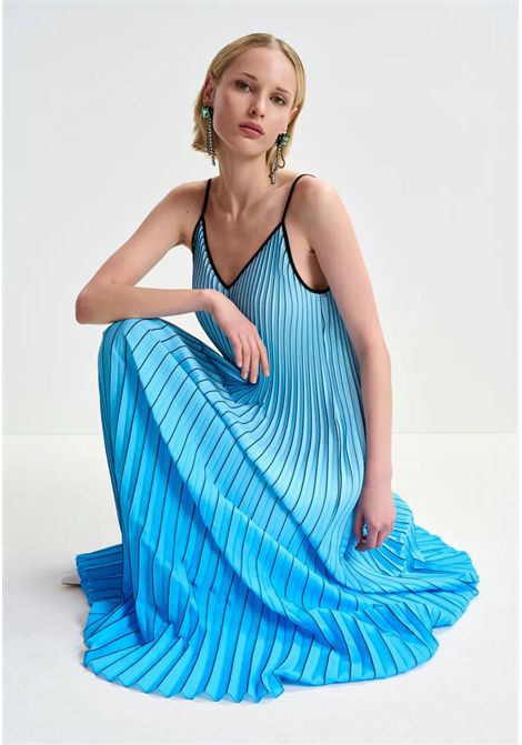 Plissé Slip Dress con sfumatura blu/nero Essentiel antwerp | HAURUS PLEATED MAXIH3AB