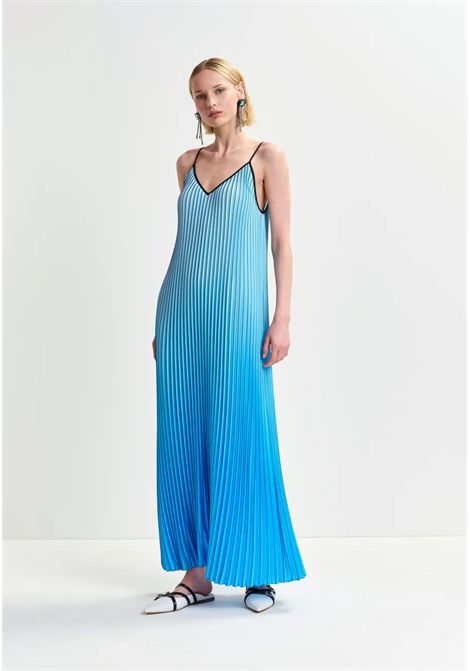 Plissé Slip Dress con sfumatura blu/nero Essentiel antwerp | HAURUS PLEATED MAXIH3AB