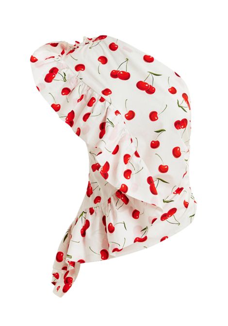 Top monospalla asimmetrico in cotone con volant  Bianco/Rosso/Verde Essentiel antwerp | HAVEN ASYMMETRIC RUFFLE TOPH30W