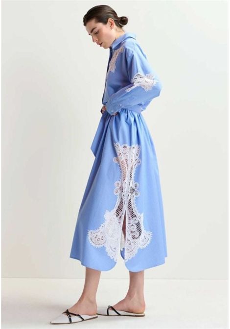 Abito chemisier midi in cotone con inserti in pizzo Essentiel antwerp | HAZE LACE PANELEDHAB