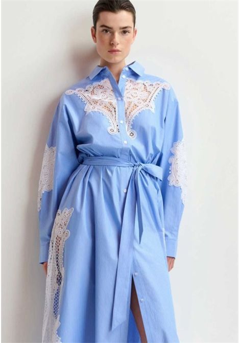 Abito chemisier midi in cotone con inserti in pizzo Essentiel antwerp | HAZE LACE PANELEDHAB