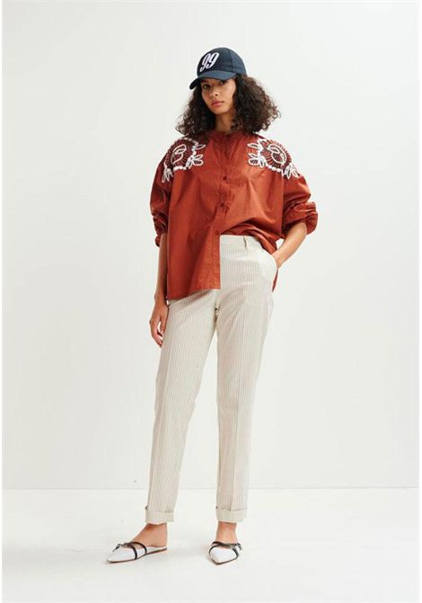 Essentiel Antwerp  Pantaloni a Righe Beige Essentiel antwerp | HEI NARROW ANKLE LENGTH PANTSH1SC