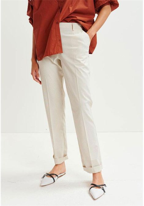Essentiel Antwerp  Pantaloni a Righe Beige Essentiel antwerp | HEI NARROW ANKLE LENGTH PANTSH1SC