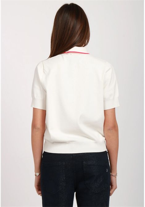Essentiel Antwerp  Maglia Polo Bianca con Fiocco e Profili Fucsia Essentiel antwerp | HIGHT POLO WITH A BOWOW01