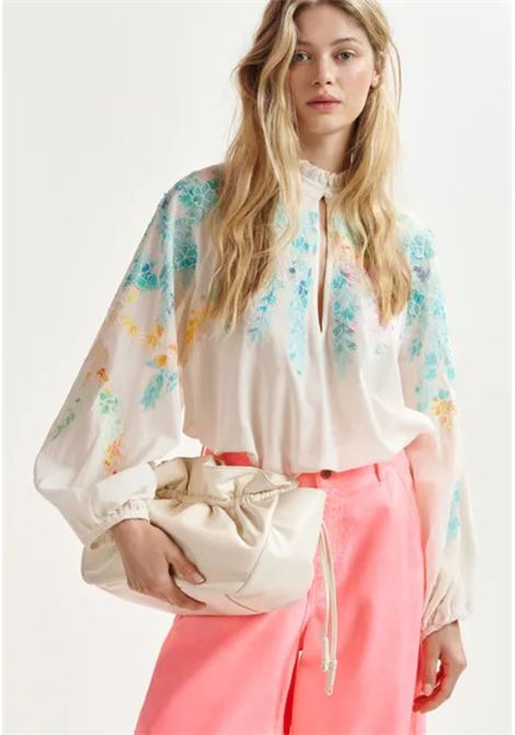 Essentiel Antwerp  Blusa Hitrus con ricami floreali multicolor Essentiel antwerp | HITRUS APPLIQUED DETAIL TOPOW01