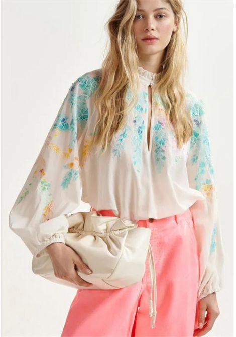 Essentiel Antwerp  Blusa Hitrus con ricami floreali multicolor Essentiel antwerp | HITRUS APPLIQUED DETAIL TOPOW01