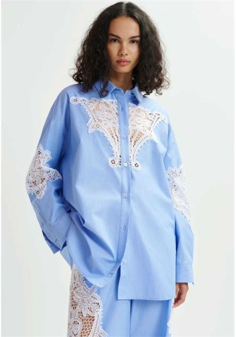 Essentiel Antwerp  Camicia Over in Popeline con Inserti in Pizzo Essentiel antwerp | HOOFD LACE PANELLED SHIRTHUAB