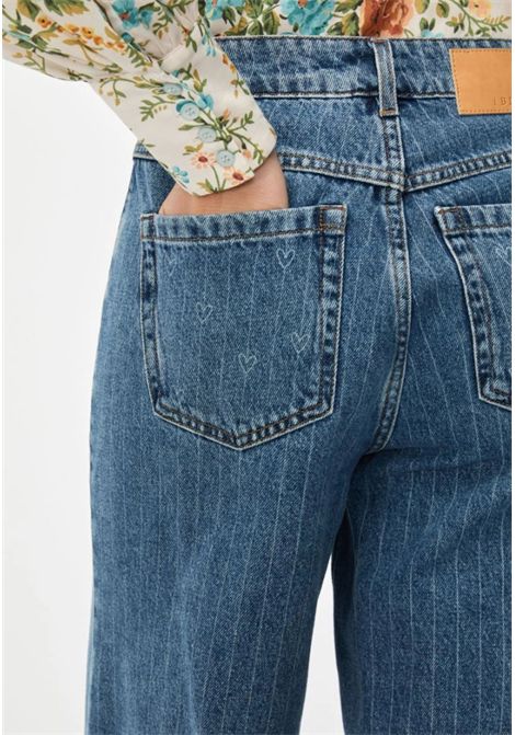 iBlues  Jeans wide leg in denim con motivo rigato iBlues | IBLNINAHEARTS001