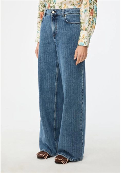 iBlues  Jeans wide leg in denim con motivo rigato iBlues | IBLNINAHEARTS001