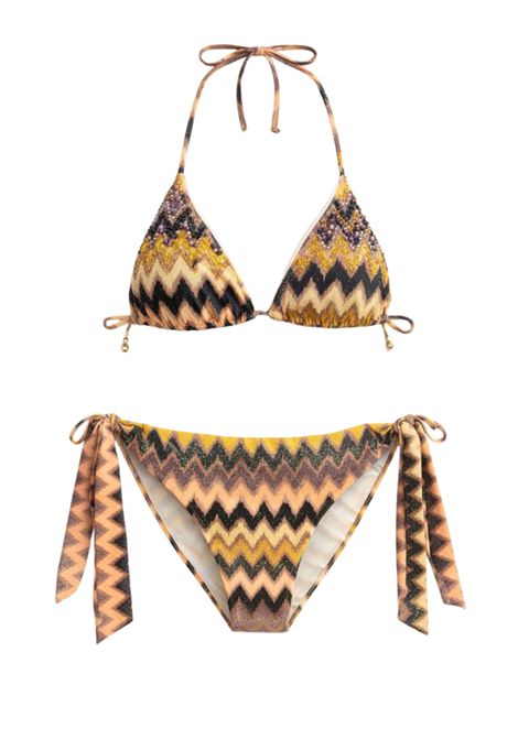 Bikini donna Ilaria Vitagliano con fantasia zig zag e applicazioni gioiello Ilaria Vitagliano | MISSYAPMULTI