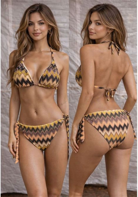 Bikini donna Ilaria Vitagliano con fantasia zig zag e applicazioni gioiello Ilaria Vitagliano | MISSYAPMULTI