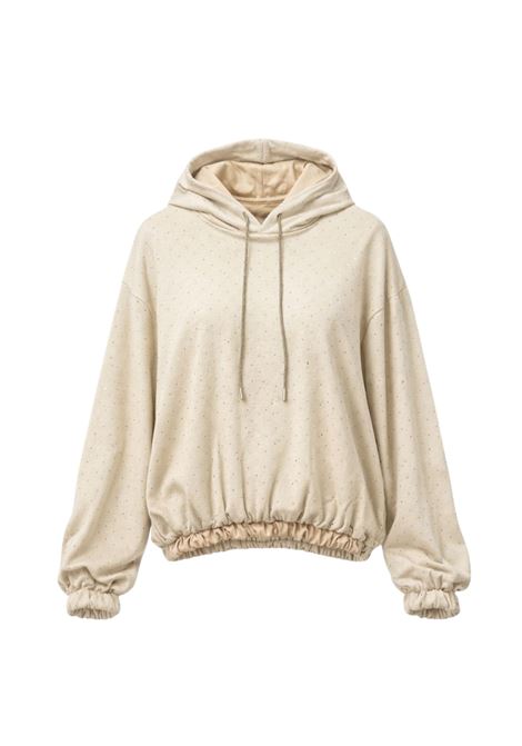 Felpa Imperial con cappuccio e strass IMPERIAL | FH63JILBEIGE