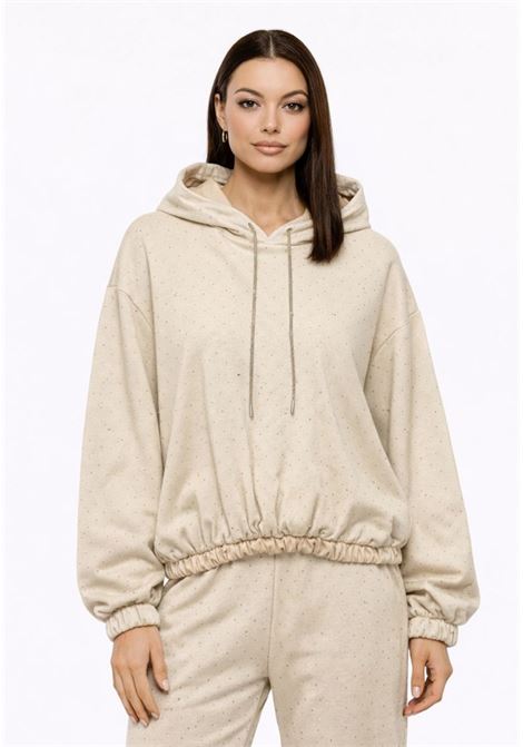 Felpa Imperial con cappuccio e strass IMPERIAL | FH63JILBEIGE
