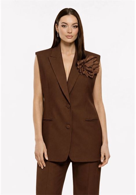 Maxi gilet Imperial con spilla floreale IMPERIAL | L9990005TTERRA