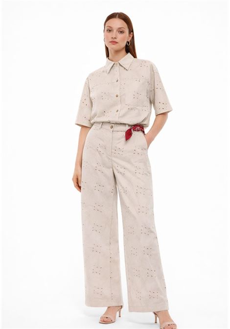 Pantalone in cotone ricamato IMPERIAL | P9990079TSABBIA