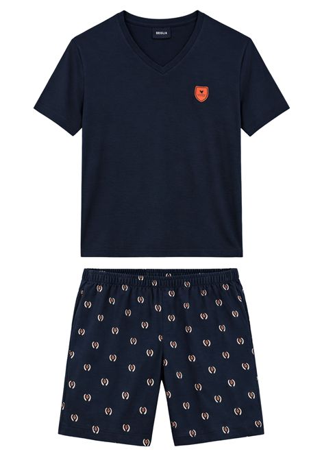 Pigiama Corto Uomo Julipet in Cotone  Blu Fantasia Tennis JULIPET | JAC477470