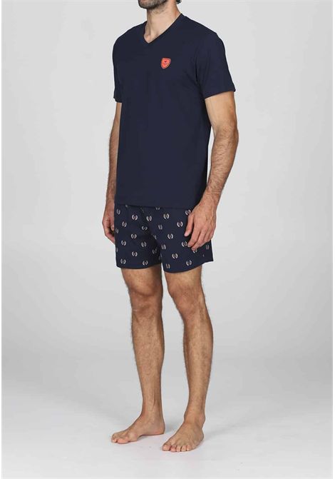 Pigiama Corto Uomo Julipet in Cotone  Blu Fantasia Tennis JULIPET | JAC477470