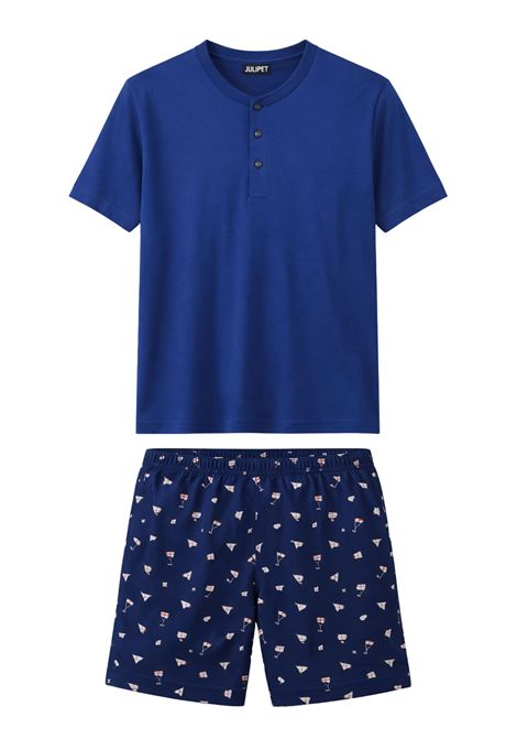 Pigiama Corto Uomo Julipet in Cotone  Blu Fantasia JULIPET | JAC483562