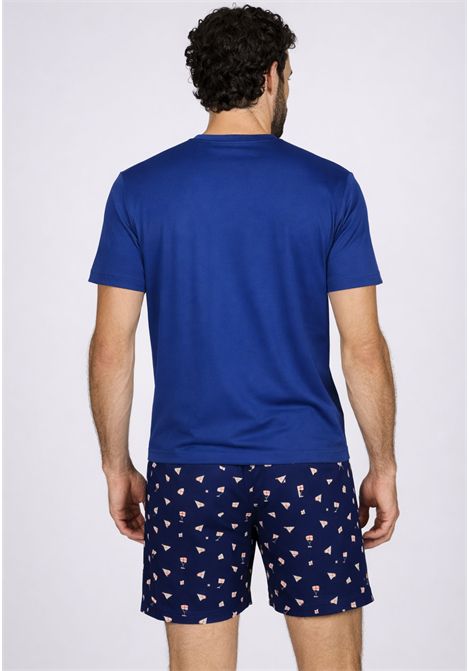 Pigiama Corto Uomo Julipet in Cotone  Blu Fantasia JULIPET | JAC483562
