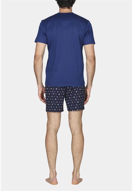 Pigiama Corto Uomo Serafino in Cotone Mercerizzato con Fantasia Geometrica Trottole JULIPET | JAC483562