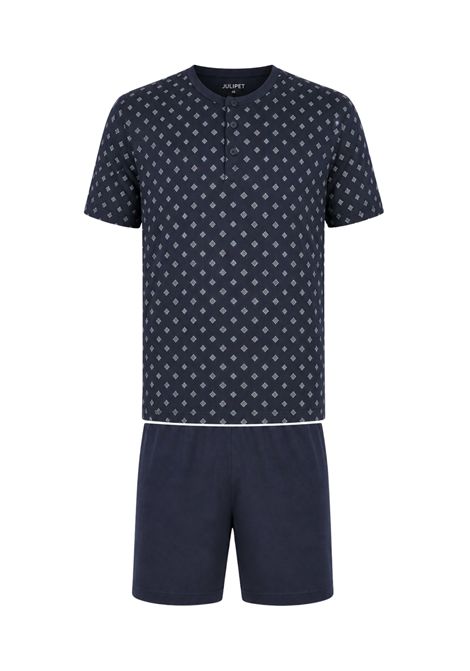 Pigiama Corto Uomo Serafino in Cotone Mercerizzato con Fantasia Rombi JULIPET | JAC488293