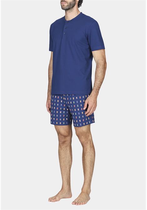 Pigiama Corto Uomo in Cotone Serafino con Bermuda Fantasia JULIPET | JAC495557