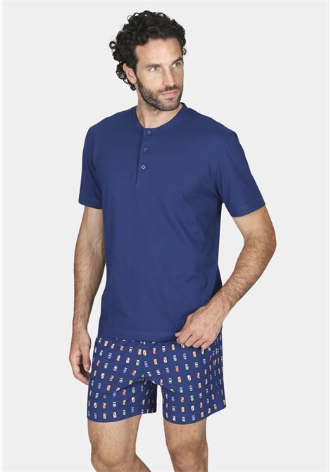 Pigiama Corto Uomo in Cotone Serafino con Bermuda Fantasia JULIPET | JAC495557