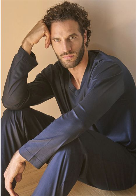 Pigiama Uomo Collo V in Lyocell 100% - Ultra Leggero e Traspirante JULIPET | JAL246103