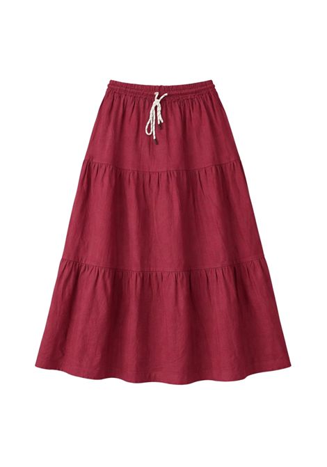 Gonna lunga a balze in misto lino KIKISIX | KXGO1002ROSSO INDIA