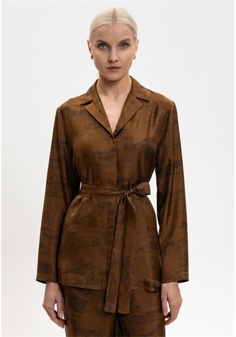 Max Mara  Blusa in seta BITURO marrone Max Mara Studio | MSTABITURO004