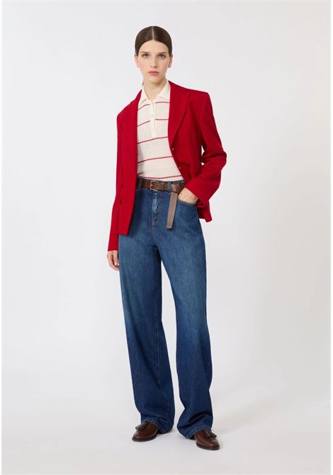 Max Mara  Giacca monopetto in jersey piquet rosso Max Mara Studio | MSTEMIRO002