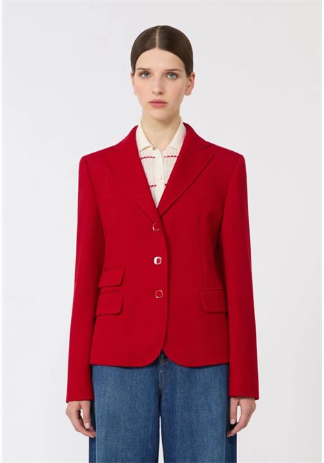 Max Mara  Giacca monopetto in jersey piquet rosso Max Mara Studio | MSTEMIRO002
