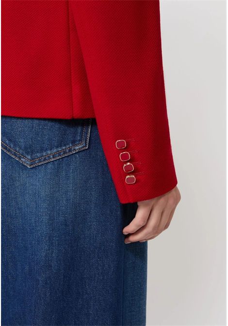 Max Mara  Giacca monopetto in jersey piquet rosso Max Mara Studio | MSTEMIRO002