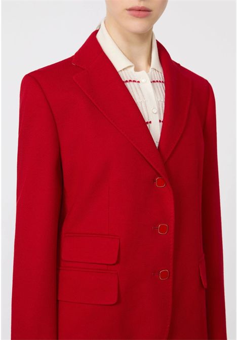 Max Mara  Giacca monopetto in jersey piquet rosso Max Mara Studio | MSTEMIRO002