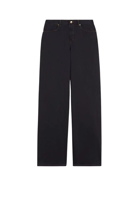 Max Mara  Pantalone baggy in raso di cotone blu Max Mara Studio | MSTFATUO005