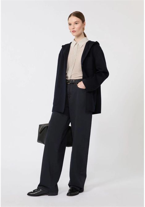 Max Mara  Pantalone baggy in raso di cotone blu Max Mara Studio | MSTFATUO005