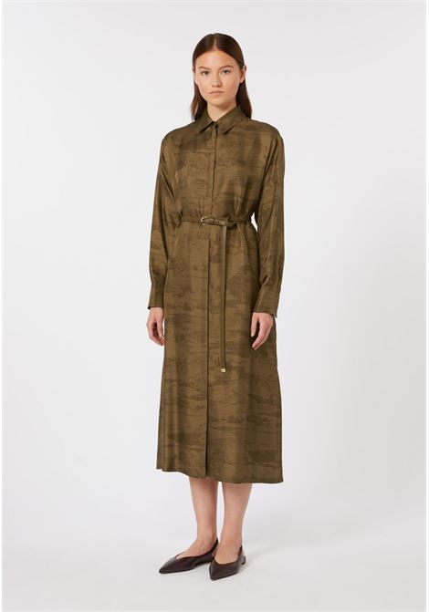 Max Mara Studio  Abito chemisier midi in seta con stampa all over Max Mara Studio | MSTSNOB004
