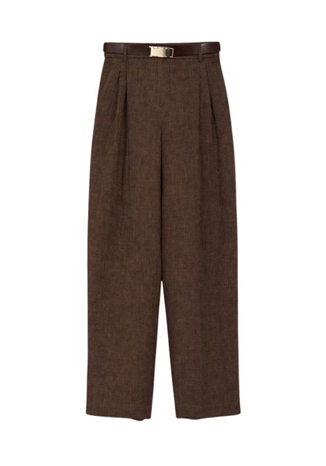 Pantalone Fluido in Batavia di Lino Délavé con Cintura Max Mara Studio | SIAMESE027